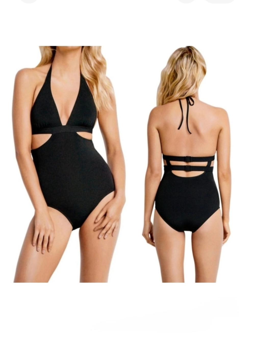 Seafolly For Everything But Water Black Halter Swimsuit Size 8 AUS/ 4 US